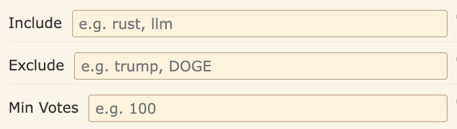 Advanced include, exclude, and minimum votes filter options