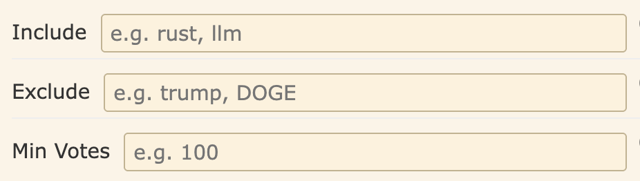 Advanced include, exclude, and minimum votes filter options