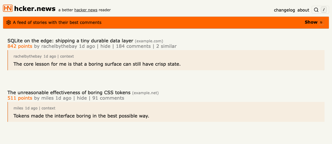 Best comments feed showing top discussion threads with inline previews