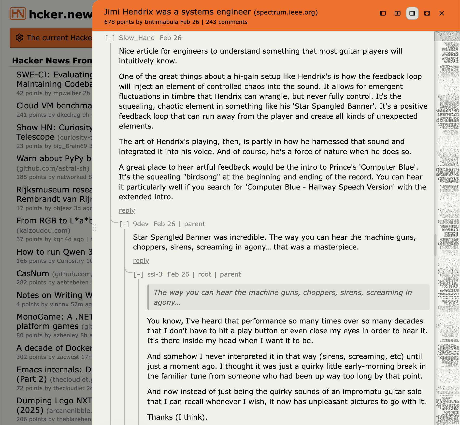 Comments drawer open showing a comment thread