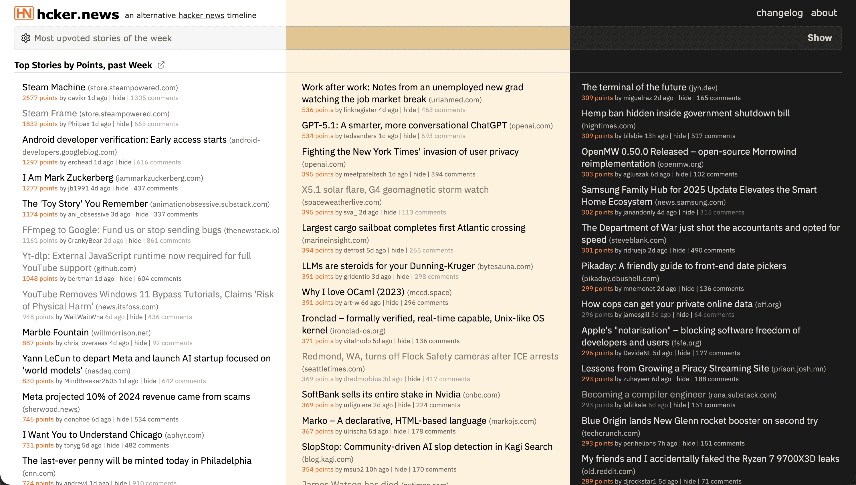Theme selector showing multiple themes including light, dark, and classic modes