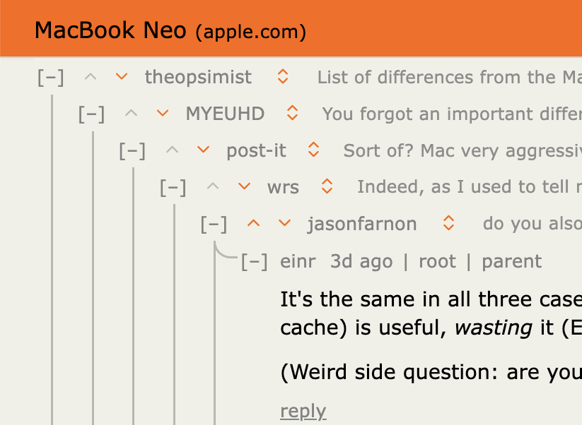 Sticky comments keeping parent context visible while reading a deep thread